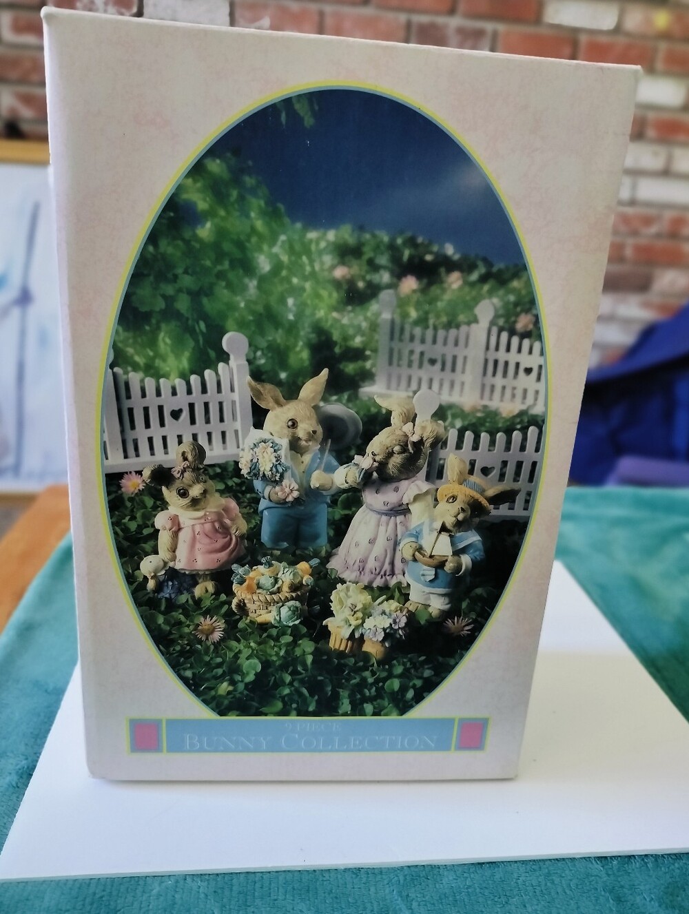 Vintage 1992 Mervyn's 9-Piece Bunny Collection Easter Spring Figurine Set in Box